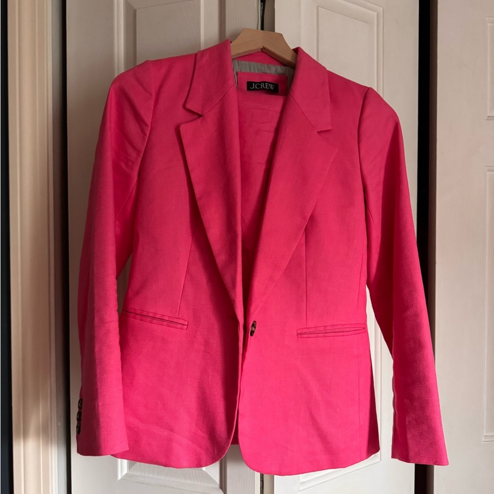 J. Crew Pink Parke Blazer and Tailored Kate Pant size 0 Matching set